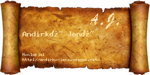Andirkó Jenő névjegykártya